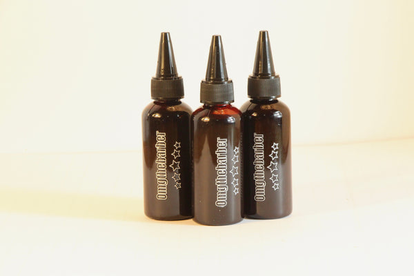 3 Pack OMG The Barber® 5-Star Enhancement Dye in Black and Dark Brown for professional barber use